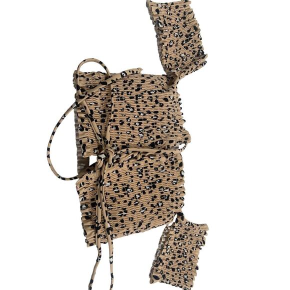 Xhilaration Women's Sz S Crop Top Leopard Print Corset Lace up Back Built-In Bra - Picture 2 of 5